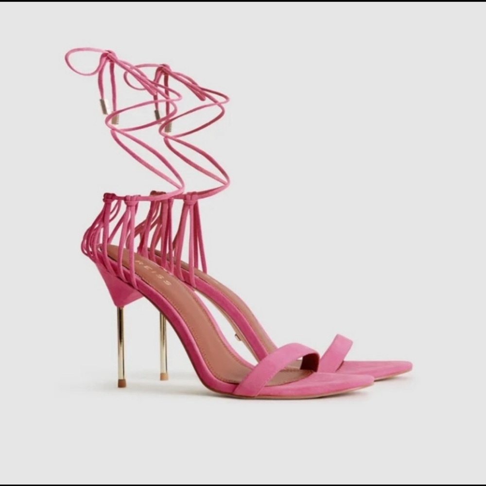 Reiss Black Satin Zhane Heels - Picture 12 of 16